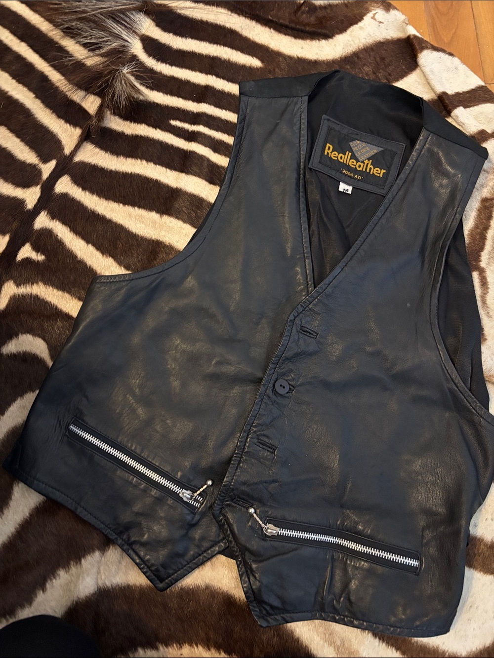 Vintage Black RealLeather Women's Leather Vest